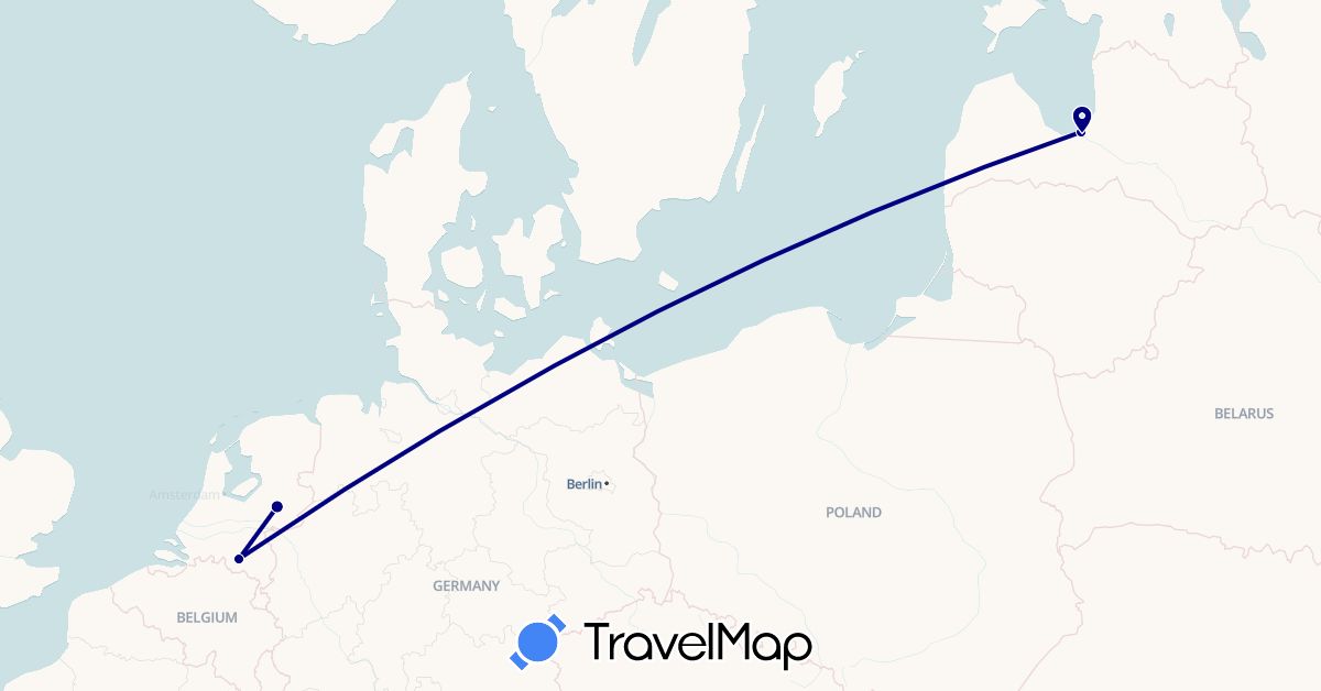 TravelMap itinerary: driving in Latvia, Netherlands (Europe)